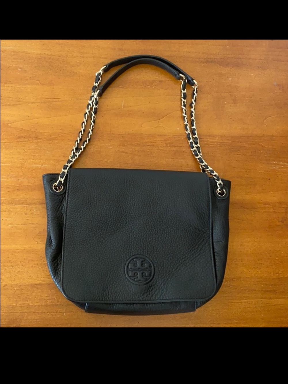 Tory Burch Bombe Pebbled Leather Flap Shoulder Bag